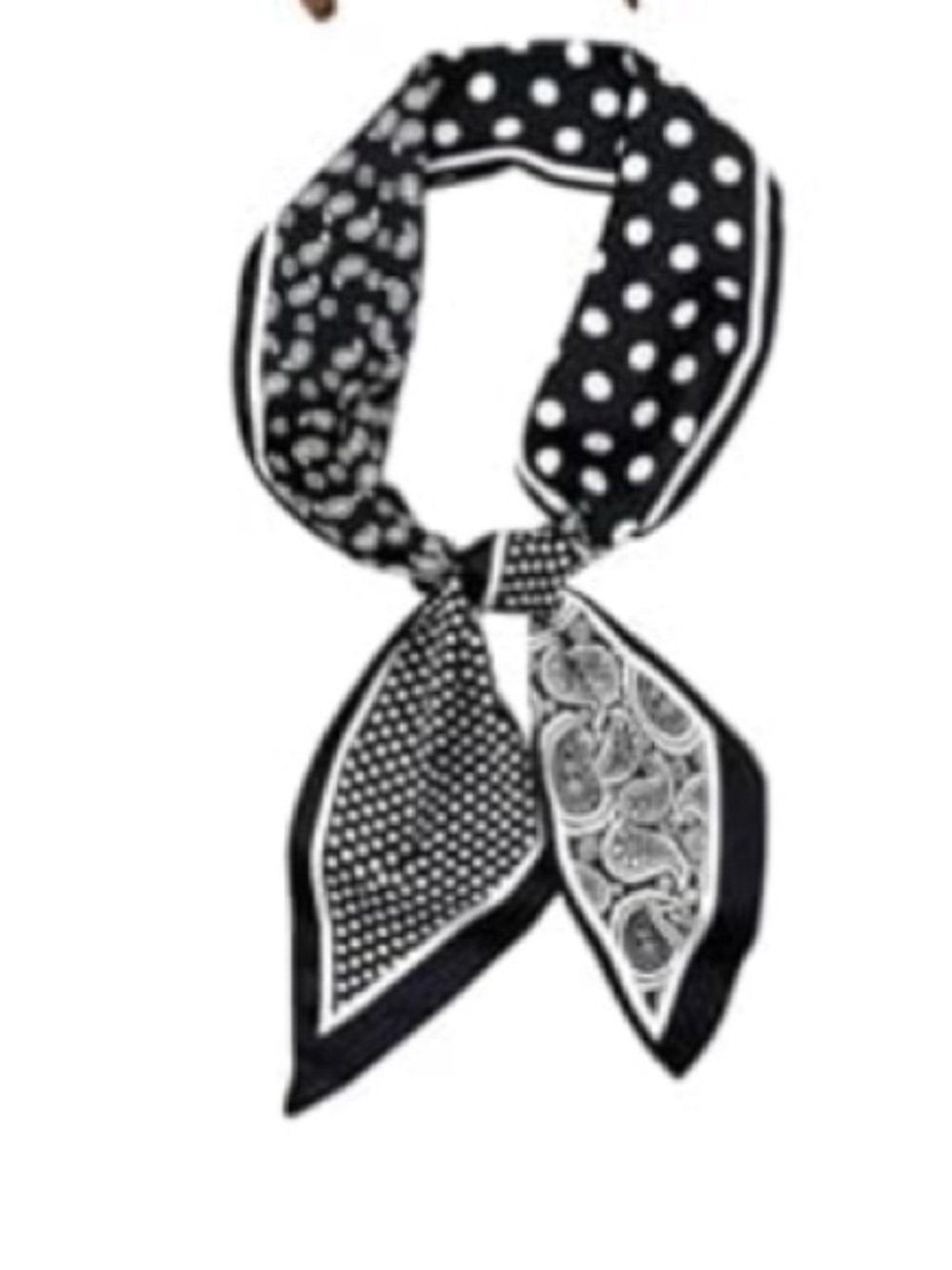 Anthropologie Black Polka Dot & Paisley Women's Neck Scarf